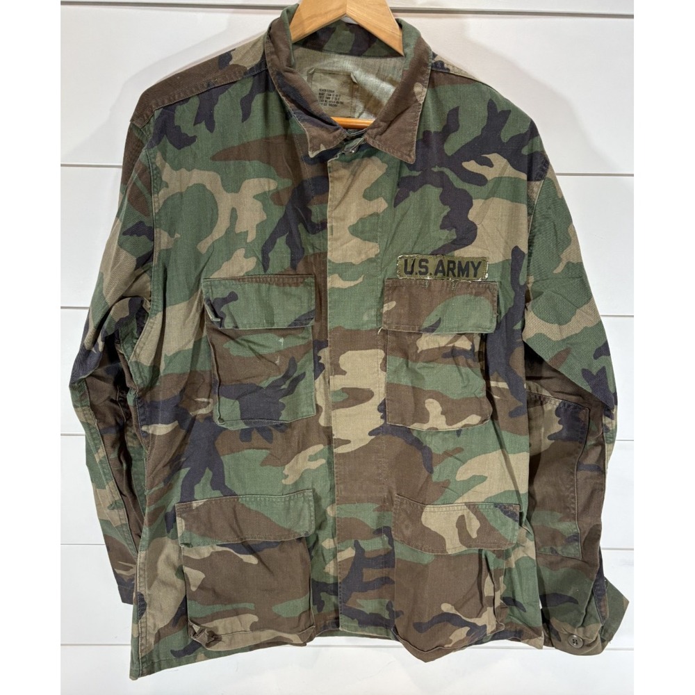 Vintage Military Woodland Camo Field Jacket Army Coat Camouflage Sz Medium M Reg